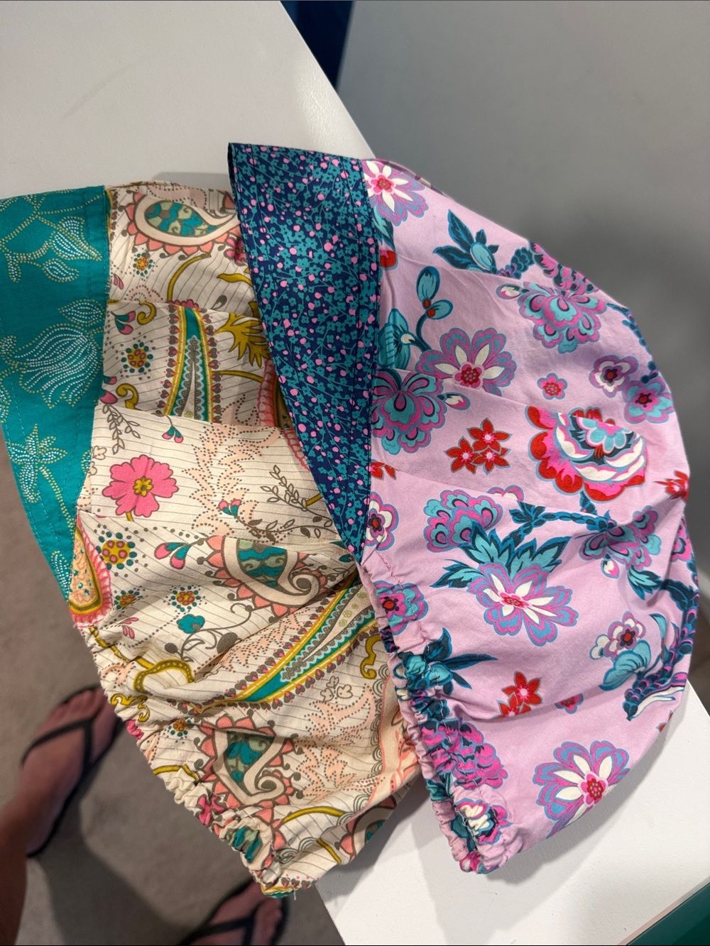 LOVE N STITCHIES SCRUB CAP HAT Bouffant OR NURSE TECH Pink Teal ADJUSTABLE KAP